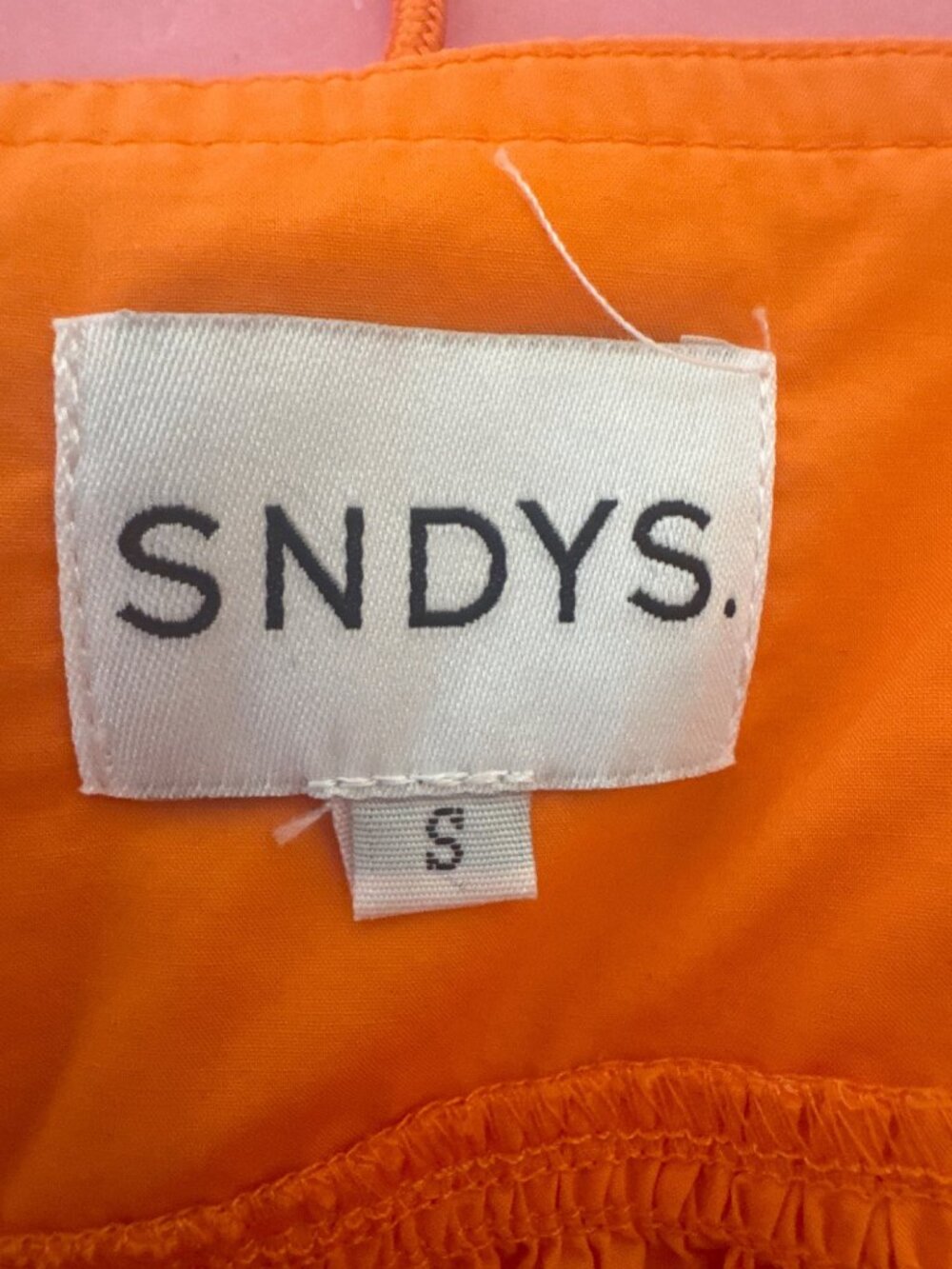 SNDYS Orange Cotton Sundress S Spaghetti Straps & Tie Front - Picture 4 of 12